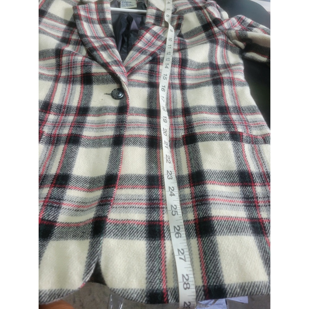 White Stag Womens Wool Blend Plaid Blazer Jacket Ivory Black Red W5511652 Size 6 - Picture 2 of 8